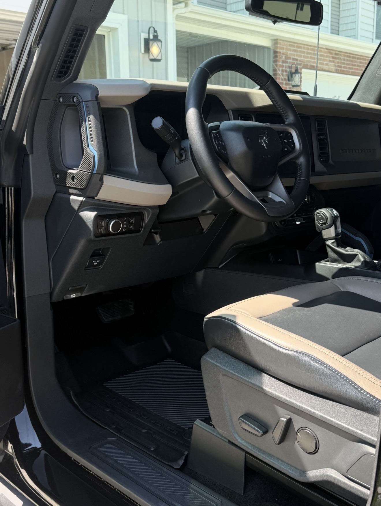 Ford Bronco dashboard and steering wheel after an interior detail