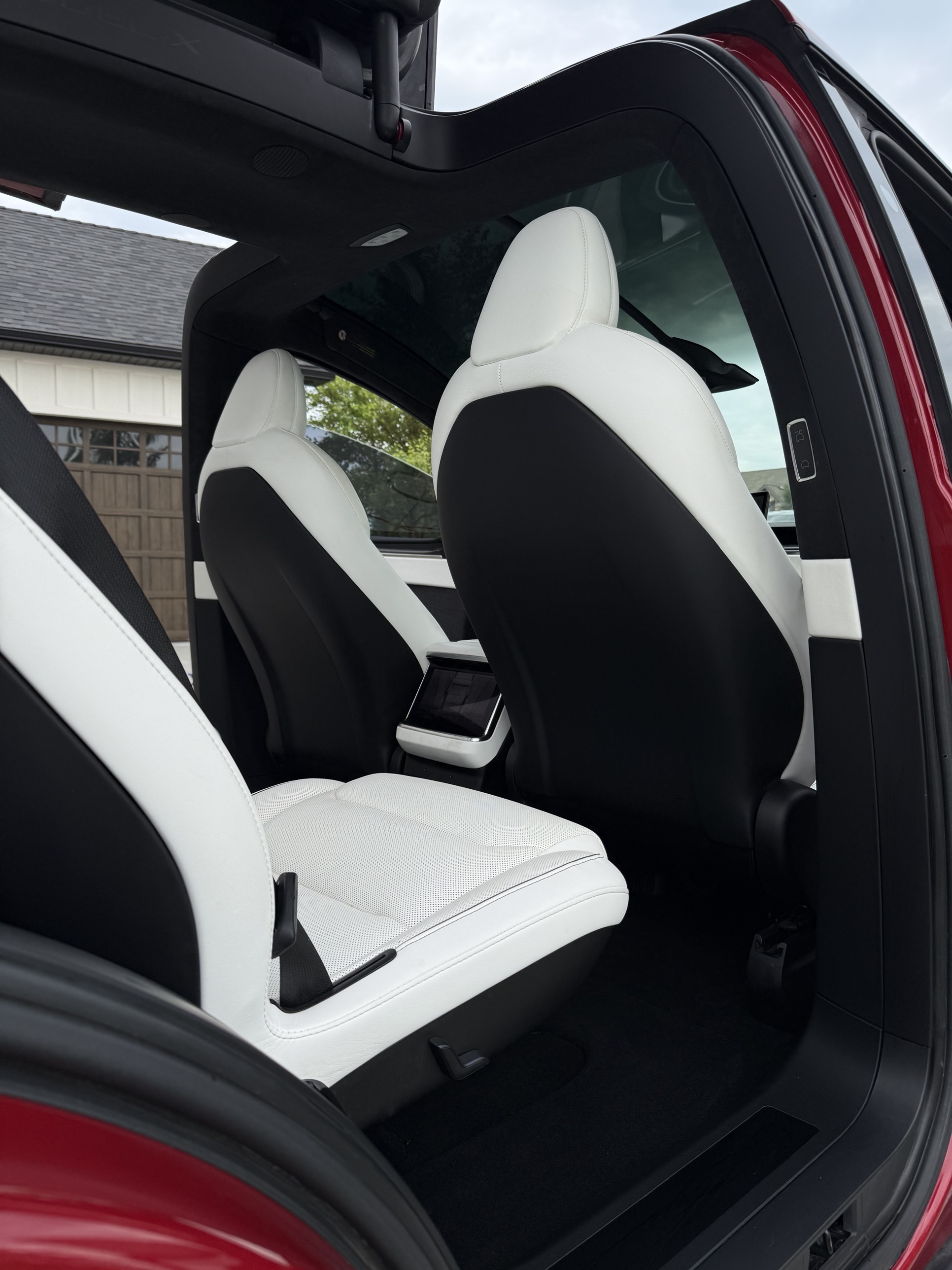 Detailed rear seats of an electric SUV after a mobile interior detail