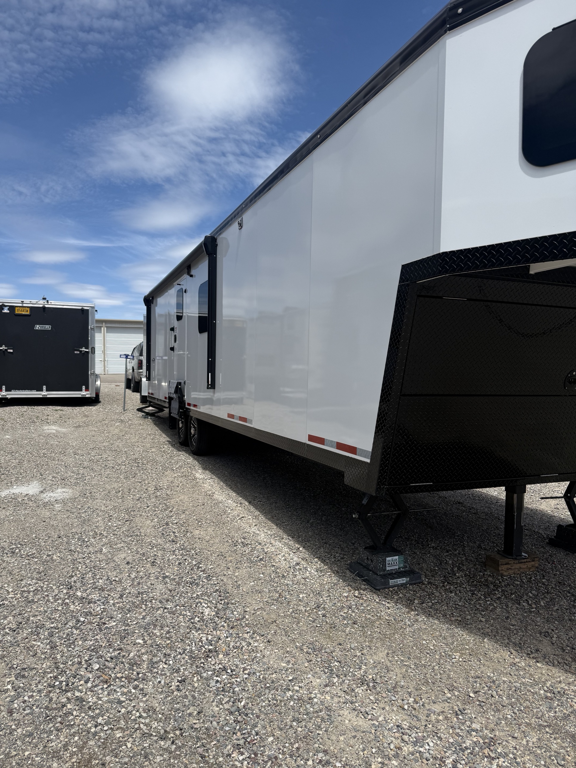 Toy hauler RV side exterior after a mobile RV detail